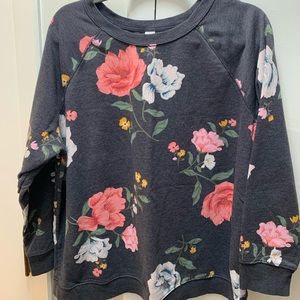 Gray and floral lightweight sweatshirt